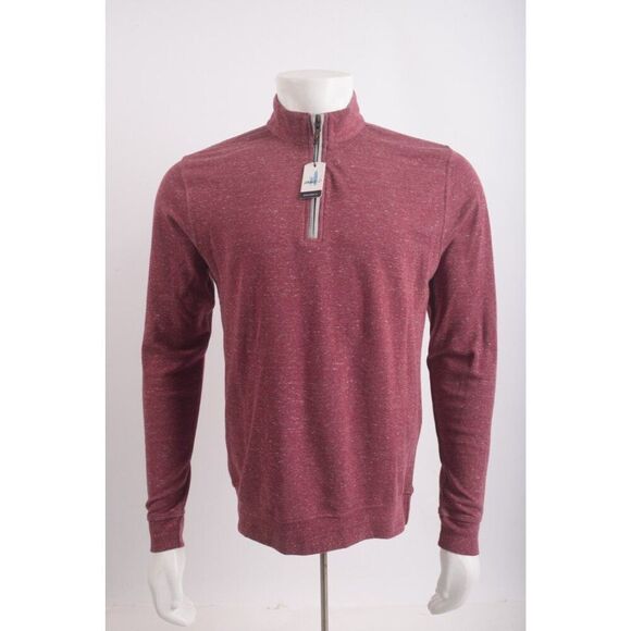 Johnnie-O Mens Sully Shirt Top Size S Crimson Red Speckled Quarter Zip NWT - Picture 1 of 6